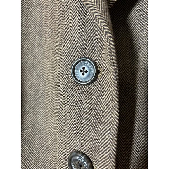 CHAPS Ralph Lauren Tweed Blazer Brown Wool Herringbone Jacket Academia Size 16 - Picture 11 of 16